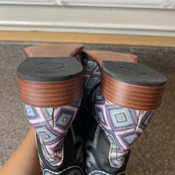 Roper Little Kids Girls Sz 3 Multicolor Faux Leather Cowboy Western Pull On Boot - Picture 7 of 10